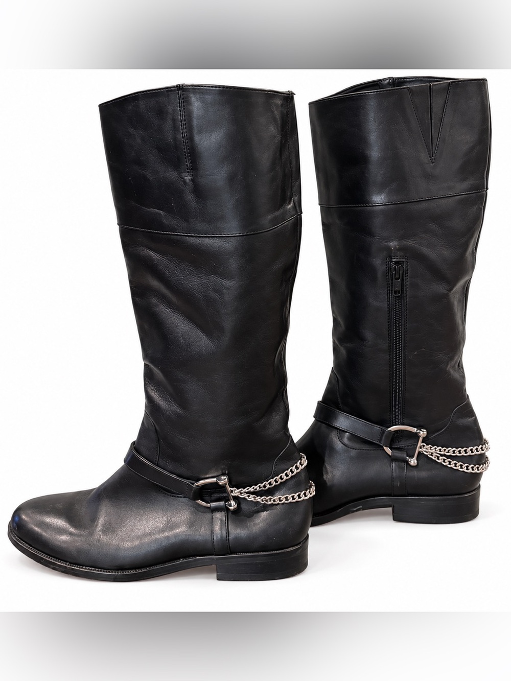 EUC!! Ralph Lauren Leather Tall Black Equestrian Horse Bit Boot